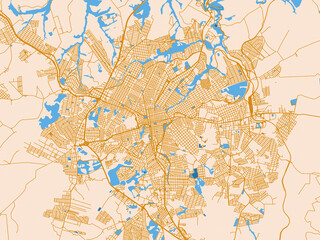 Fototapeta premium Cartographic city illustration of Ponta Grossa, Brazil