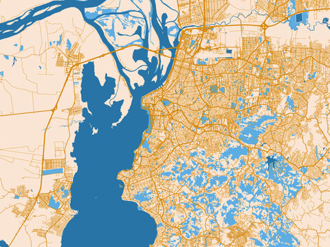 Decorative city map of Porto Alegre, Brazil
