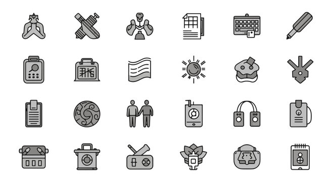 Collection of Flat Design Icons Representing Diverse Concepts