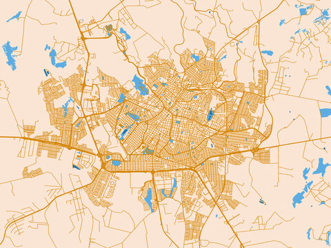 Urban planning style map of Uberaba, Brazil