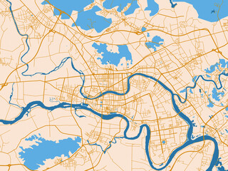 Naklejka premium Cartographic city illustration of Jieyang, China