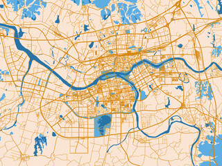 Fototapeta premium Urban grid map — Jinhua, China