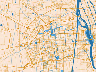 Obraz premium Urban street grid of Yangzhou, China