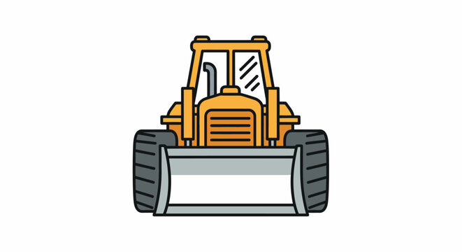 Yellow construction bulldozer machine vehicle.