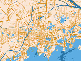Obraz premium Infographic city map of Zhongshan, China