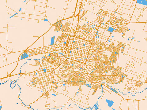 Simplified city layout of Chillan, Chile