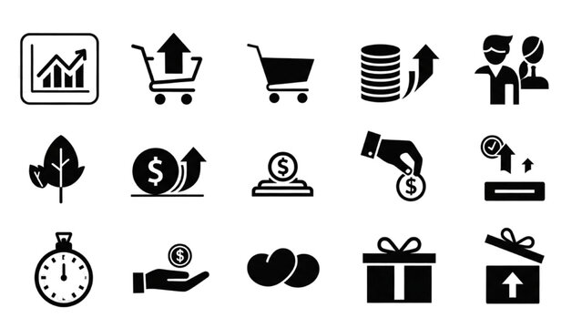 Vector Icon Sheet of E-commerce and Finance Symbols