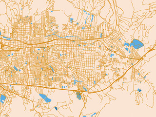 Fototapeta premium Urban map poster of Villa Alemana, Chile – mustard-gold streets on cream