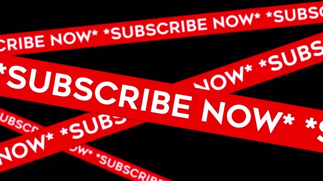 Dynamic Red Ribbon Subscribe Now Text Animation