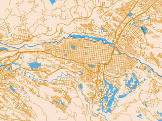Fototapeta premium Urban map poster of Pereira, Colombia – mustard-gold streets on cream