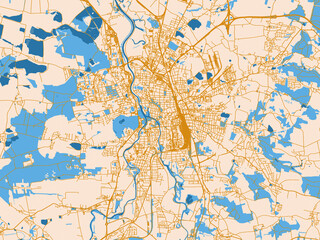 Fototapeta premium Ceske Budejovice - Budweis street network map — Czechia