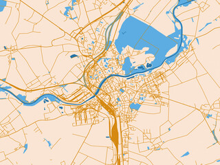 Fototapeta premium City map of Prerov, Czechia – light cream and blue contrast