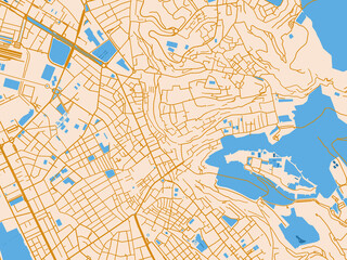 Fototapeta premium Street network map of Granada Centro, Spain, gold and blue map palette