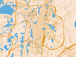 Fototapeta premium City map of Granollers, Spain – mustard-gold streets on cream