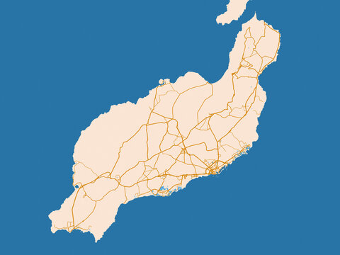 Lanzarote street network map &mdash; Spain