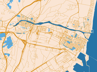 Fototapeta premium City map poster of Sagunto, Spain – light cream and blue contrast