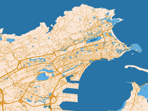 Minimal street plan of Santander, Spain