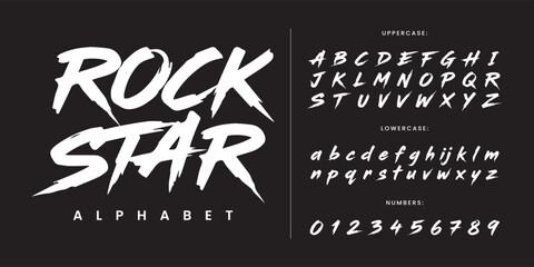 Rock Star Aggressive Brush Font With Sharp Edges And Textured Strokes For Music Festival Branding © happy