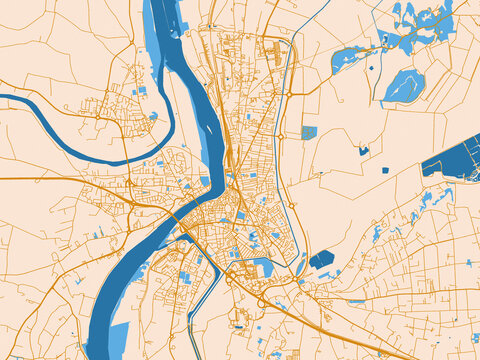 Geographic city layout of Arles, France