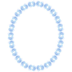 Fototapeta premium A circle made of blue and white flowers.