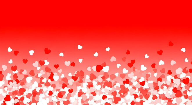 Vibrant red background with scattered hearts