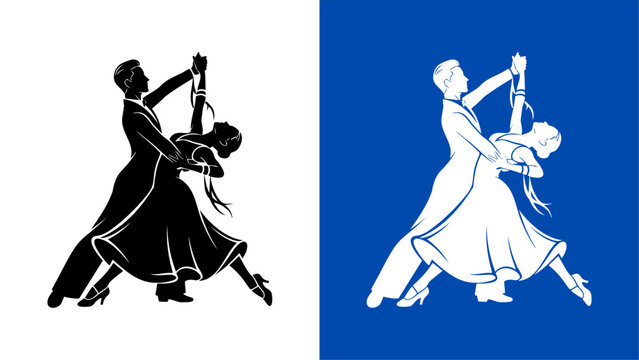 Ballroom Dancing Couple Silhouette Vector Illustration