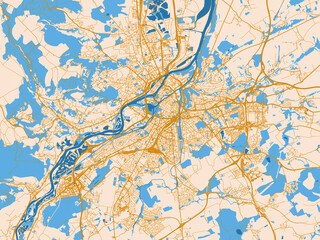 Fototapeta premium City layout poster — Metz, France – cream map with golden roads