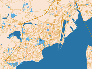 Naklejka premium Decorative city map of Saint-Nazaire, France