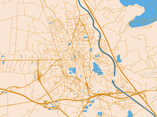 Obraz premium Street map of Salon-de-Provence, France in cream map with golden roads