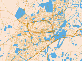 Fototapeta premium Minimal city map of Basingstoke, United Kingdom with light cream and blue contrast