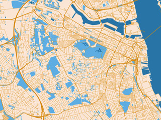 Fototapeta premium Urban planning style map of Birkenhead, United Kingdom