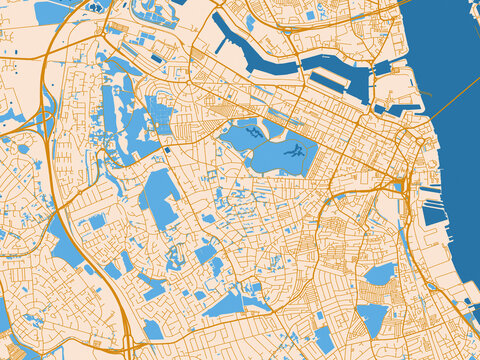 Urban planning style map of Birkenhead, United Kingdom