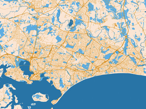 Simplified city layout of Bournemouth, United Kingdom