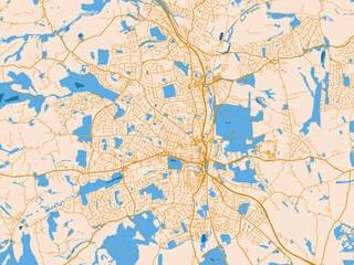 Fototapeta premium City map of Chesterfield, United Kingdom – light cream and blue contrast