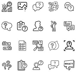 Fototapeta premium Collection of Black Line Representing Questions and Solutions a White Background