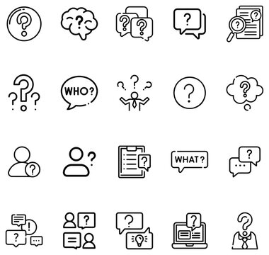 Collection of line representing questions queries and confusion in communication