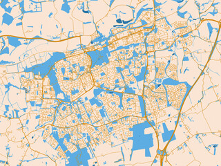 Fototapeta premium Urban map poster of Harlow, United Kingdom – cream map with golden roads