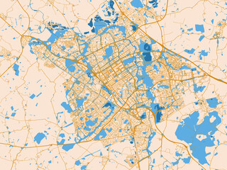 Fototapeta premium City map of Milton Keynes, United Kingdom – gold and blue map palette