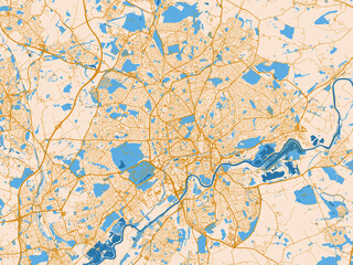 Fototapeta premium Street grid map of Nottingham, United Kingdom