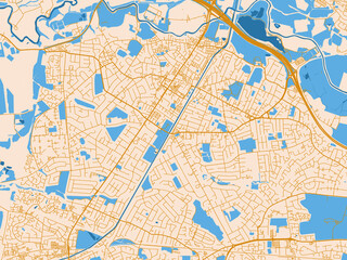 Obraz premium Street map of Sale, United Kingdom in light cream and blue contrast