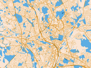 Fototapeta premium City map of Stoke-on-Trent, United Kingdom – gold and blue map palette