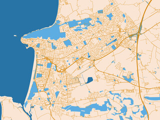 Fototapeta premium City layout poster — Weston-super-Mare, United Kingdom – cream map with golden roads