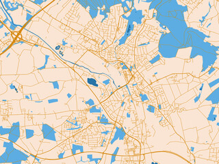 Obraz premium City map poster of Bad Salzuflen, Germany – golden linework with blue water