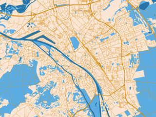 Fototapeta premium City map poster of Bamberg, Germany – light cream and blue contrast