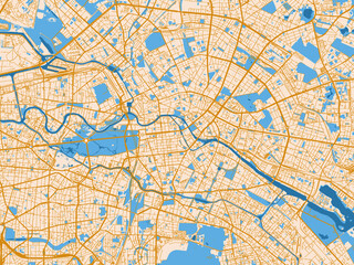 Obraz premium Simplified city layout of Berlin centrum, Germany