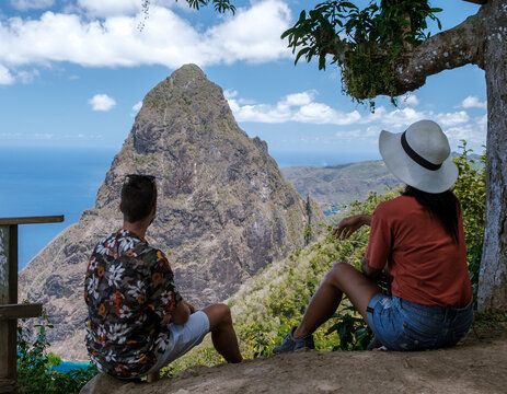 Stunning view of pitons draws travelers during a sunny day in Saint Lucia