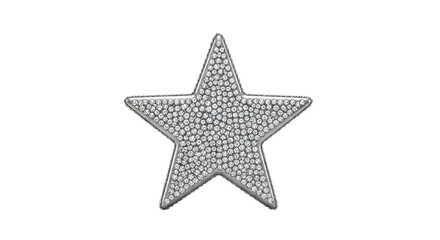 Obraz premium Silver Star Covered in Diamonds on White Background