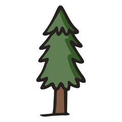 Fototapeta premium A minimalist vector illustration of a pine tree with a brown trunk and green foliage