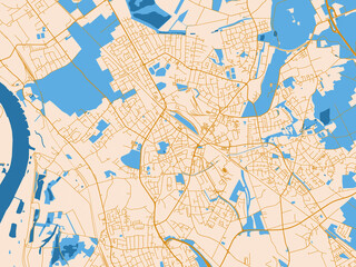 Fototapeta premium City map poster of Dinslaken, Germany – mustard-gold streets on cream