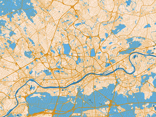 Fototapeta premium City map of Frankfurt am Main Metropole, Germany – light cream and blue contrast